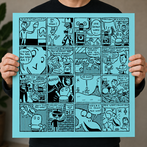 24x24 Limited Edition Deluxe Screenprint: Comic Panel - Blue