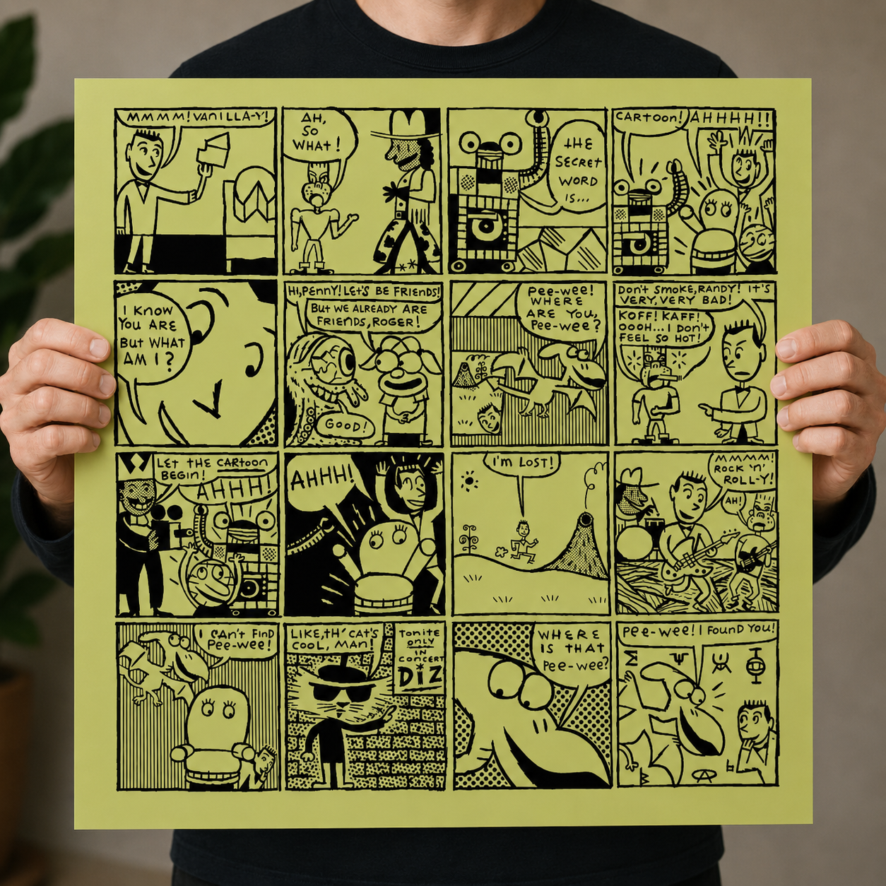 24x24 Limited Edition Deluxe Screenprint: Comic Panel - Green