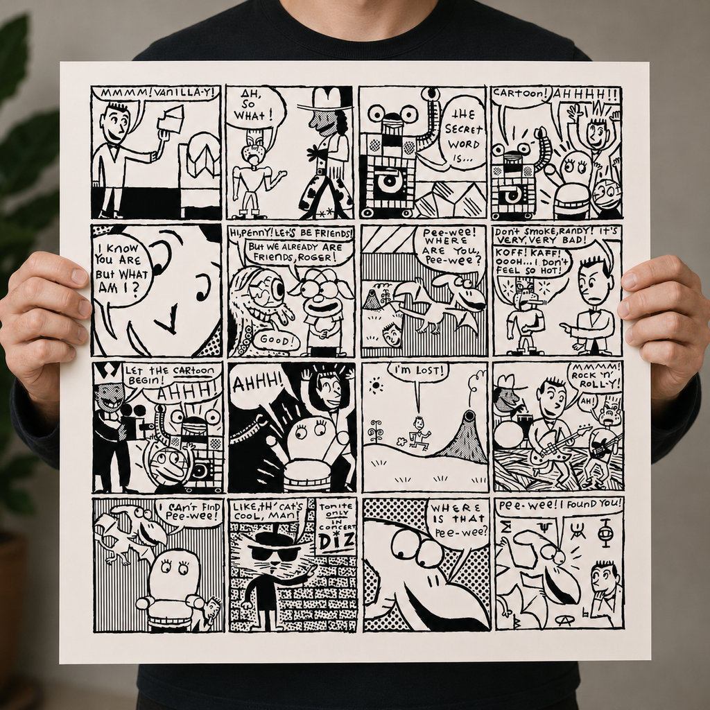 24x24 Limited Edition Deluxe Screenprint: Comic Panel - Ivory