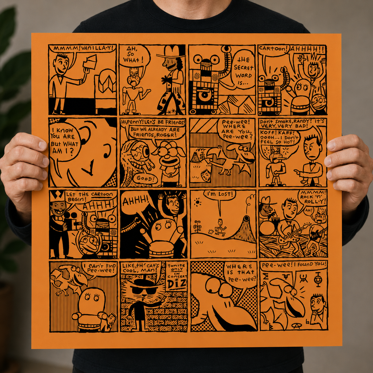 24x24 Limited Edition Deluxe Screenprint: Comic Panel - Orange