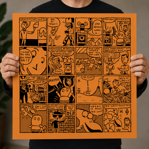24x24 Limited Edition Deluxe Screenprint: Comic Panel - Orange