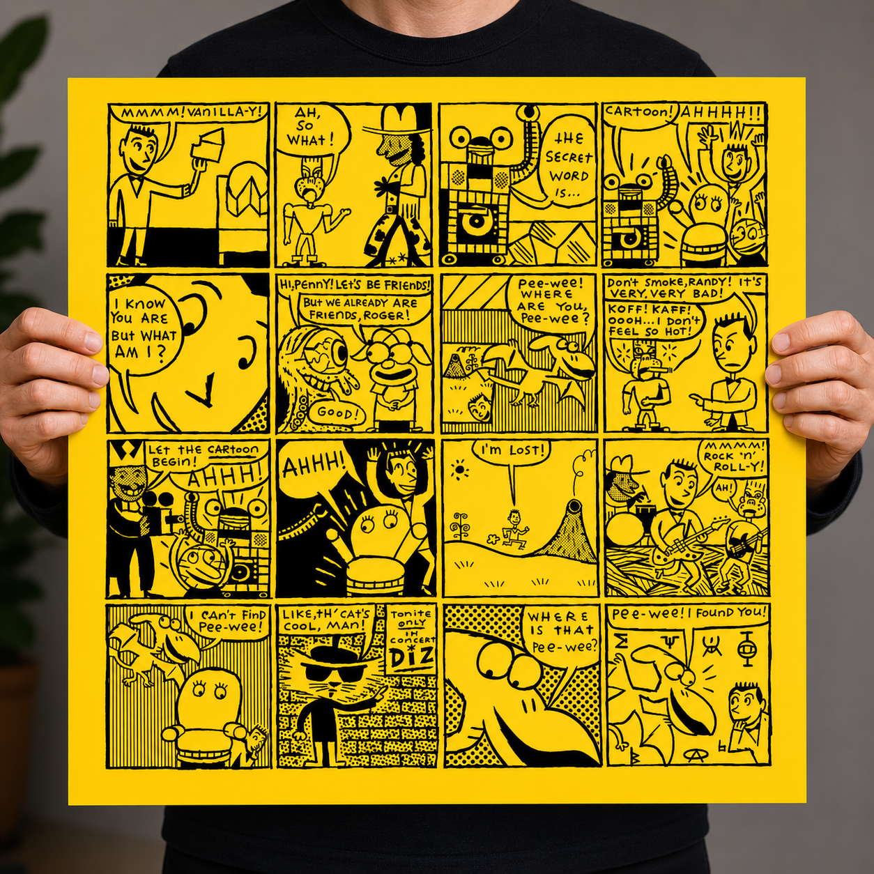 24x24 Limited Edition Deluxe Screenprint: Comic Panel - Yellow