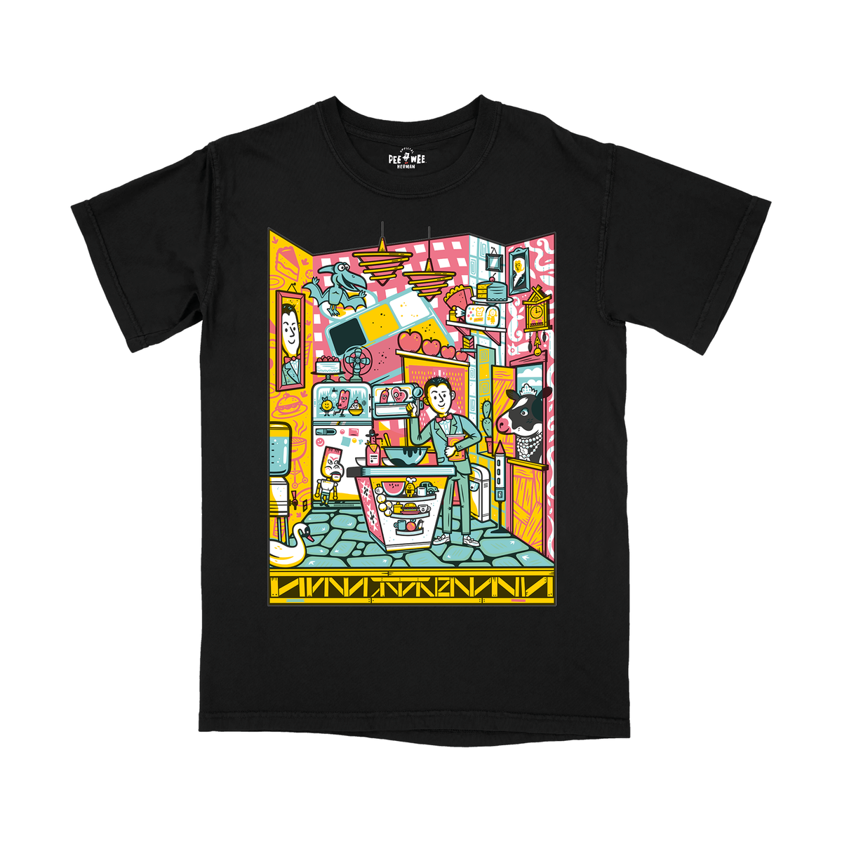PRE-SALE: Pee-wee's Playhouse Kitchen T-shirt, Black (by Little Friends of Printmaking)