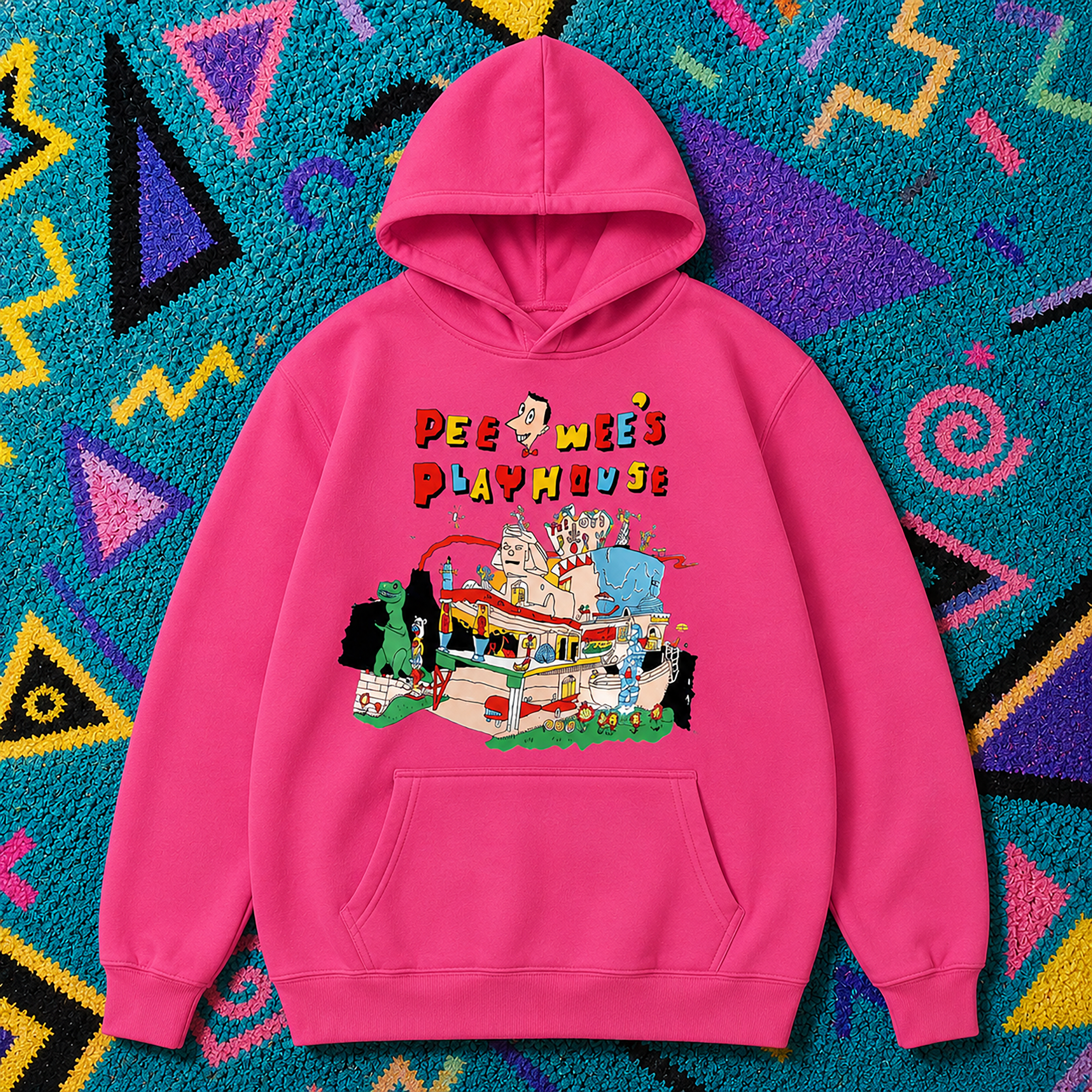 Pee-wee’s Playhouse Hoodie, Bright Pink