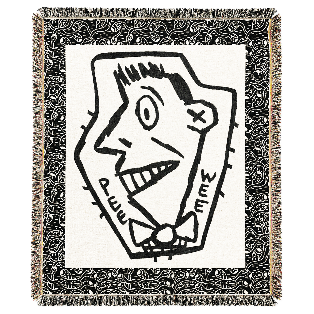 Pee-wee's Face Woven Blanket, Black/White