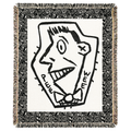 Pee-wee's Face Woven Blanket, Black/White